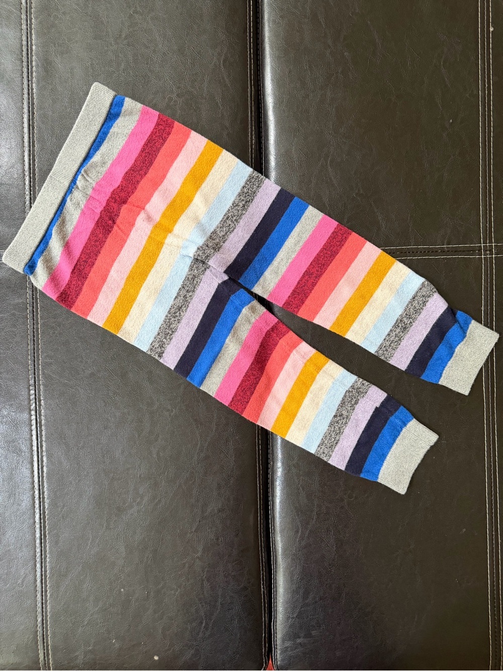 GAP - Girl’s Rainbow Striped Leggings with Gray Cuffs